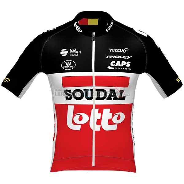 Abbigliamento Ciclismo Lotto Soudal Manica Corta 2020 Nero Bianco Rosso